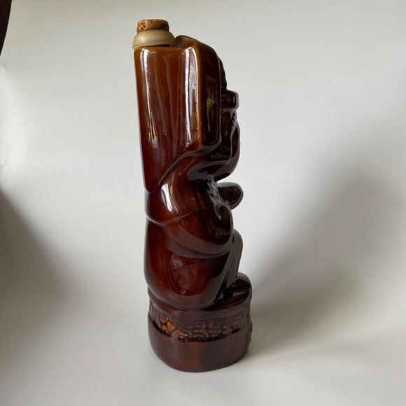 Tiki Idol KAHLUA Ceramic Bottle Decanter Vintage Brown - Picture 6 of 10